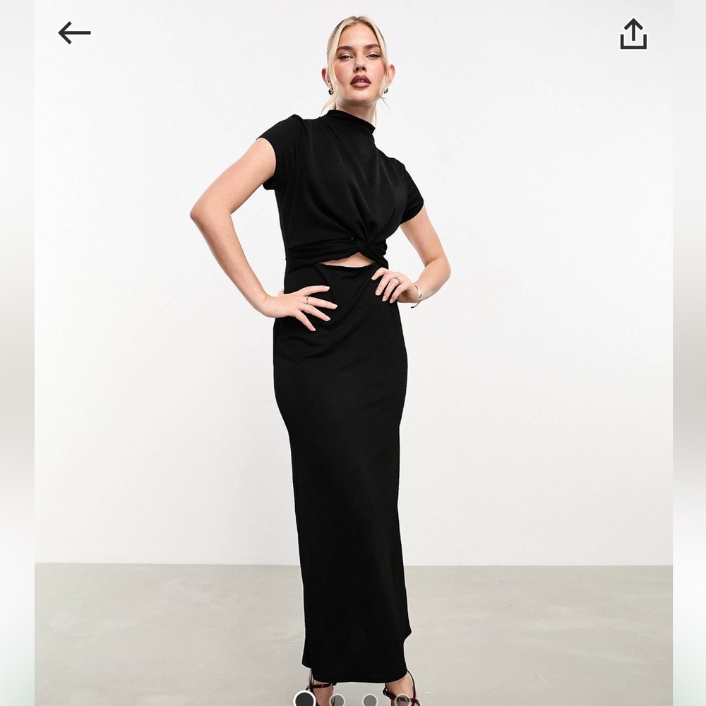 ASOS Black Twist Front Cut Out Midi Dress